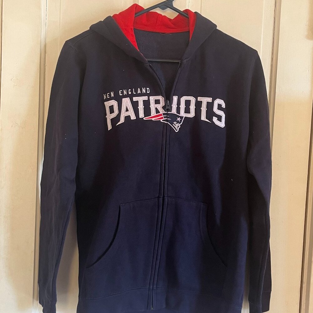 New England Patriots Youth Large Hoodie Blue NFL Embroidered Sweatshirt